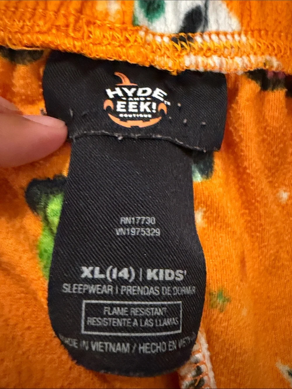 Kids Orange Halloween Ghost Print Pajama Bottoms